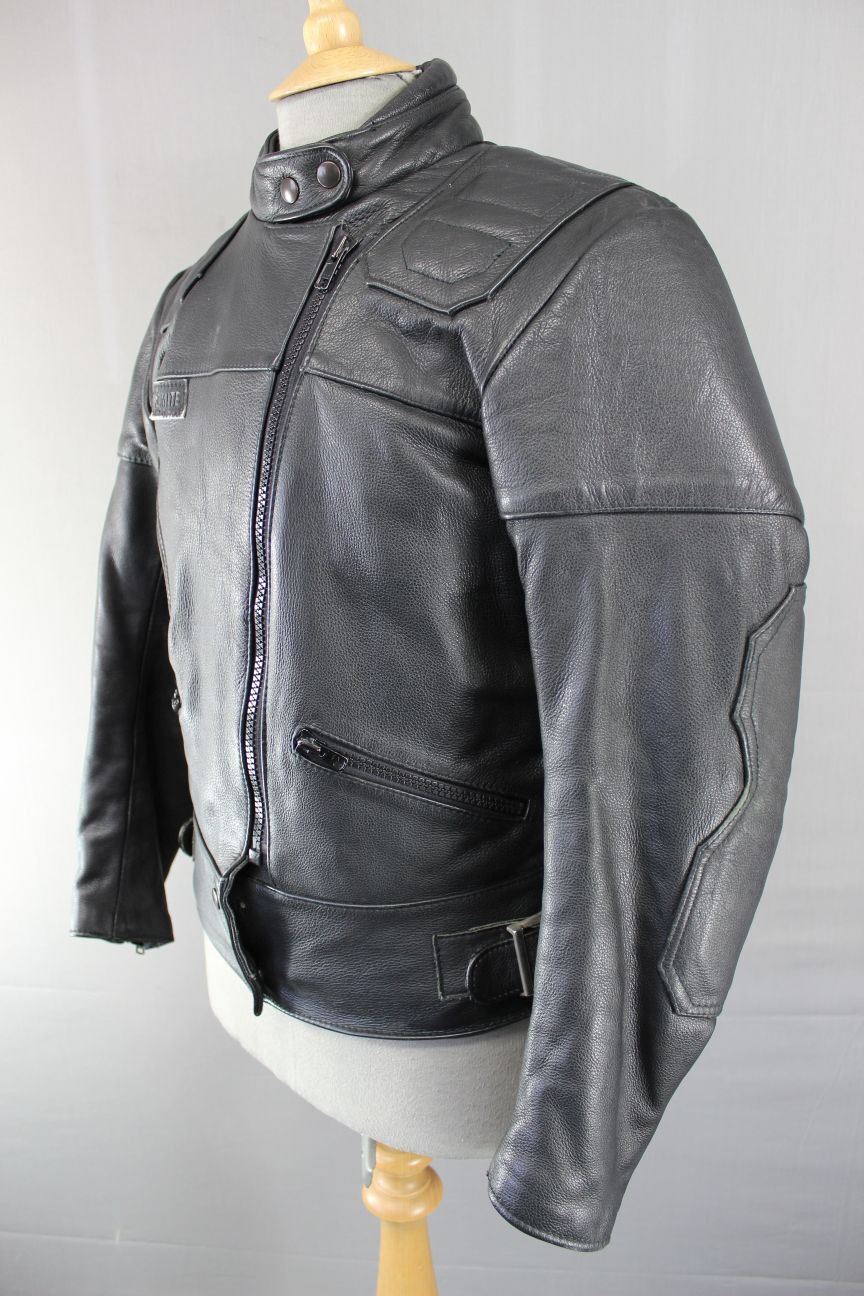 CLASSIC BRITISH MADE SPORTEX DOLOMITE BLACK LEATHER BIKER JACKET SIZE 16