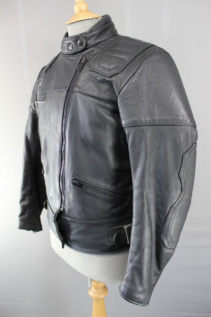 CLASSIC BRITISH MADE SPORTEX DOLOMITE BLACK LEATHER BIKER JACKET SIZE 16