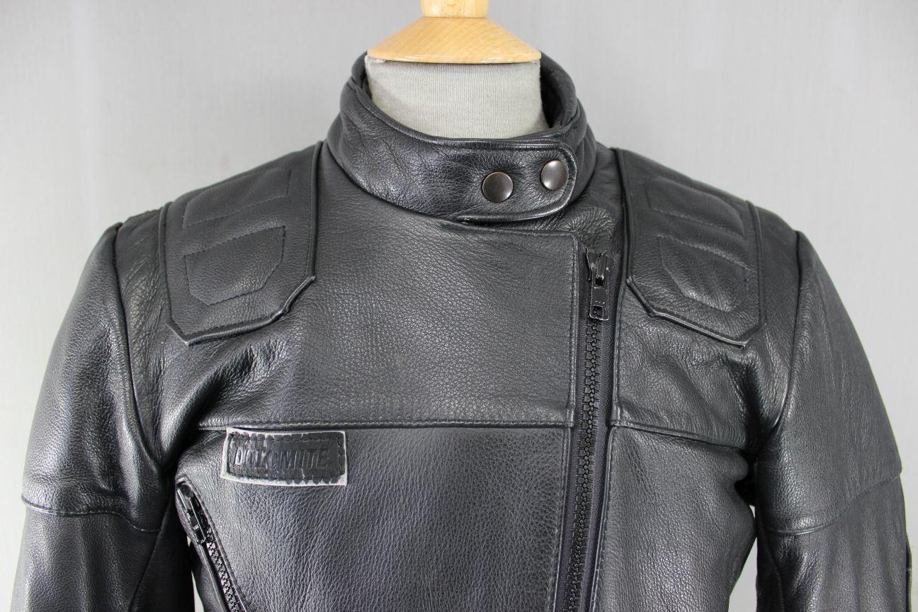 CLASSIC BRITISH MADE SPORTEX DOLOMITE BLACK LEATHER BIKER JACKET SIZE 16