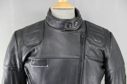 CLASSIC BRITISH MADE SPORTEX DOLOMITE BLACK LEATHER BIKER JACKET SIZE 16