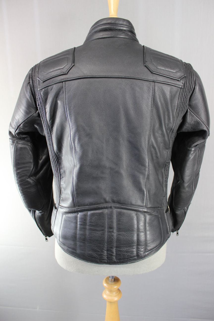 CLASSIC BRITISH MADE SPORTEX DOLOMITE BLACK LEATHER BIKER JACKET SIZE 16
