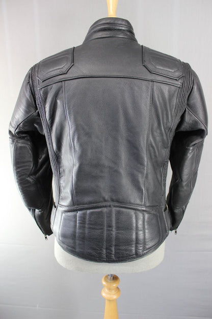 CLASSIC BRITISH MADE SPORTEX DOLOMITE BLACK LEATHER BIKER JACKET SIZE 16