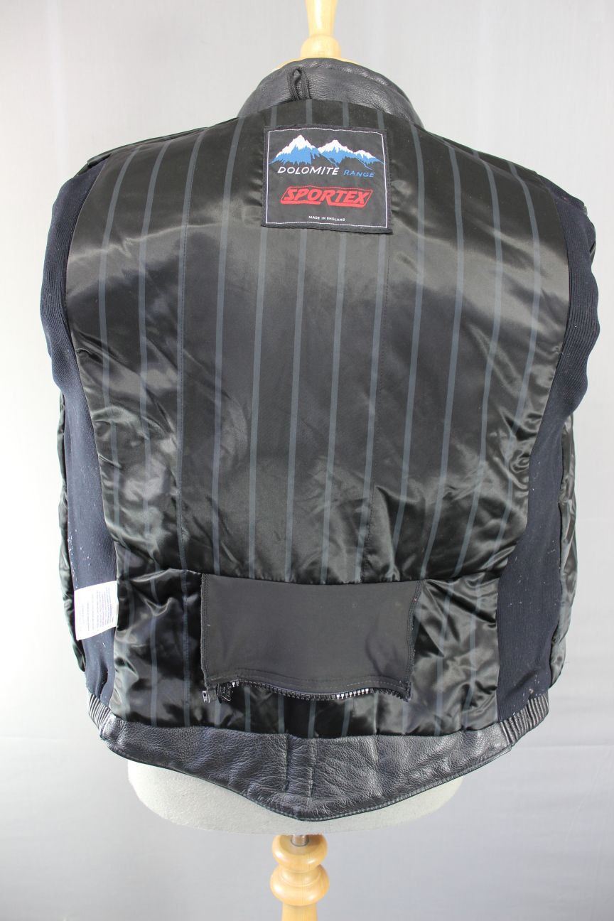 CLASSIC BRITISH MADE SPORTEX DOLOMITE BLACK LEATHER BIKER JACKET SIZE 16