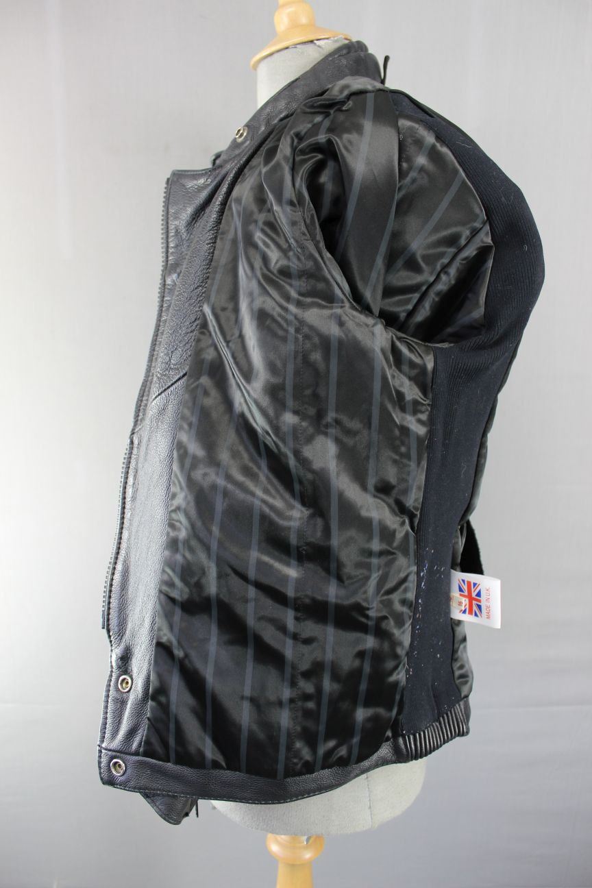 CLASSIC BRITISH MADE SPORTEX DOLOMITE BLACK LEATHER BIKER JACKET SIZE 16