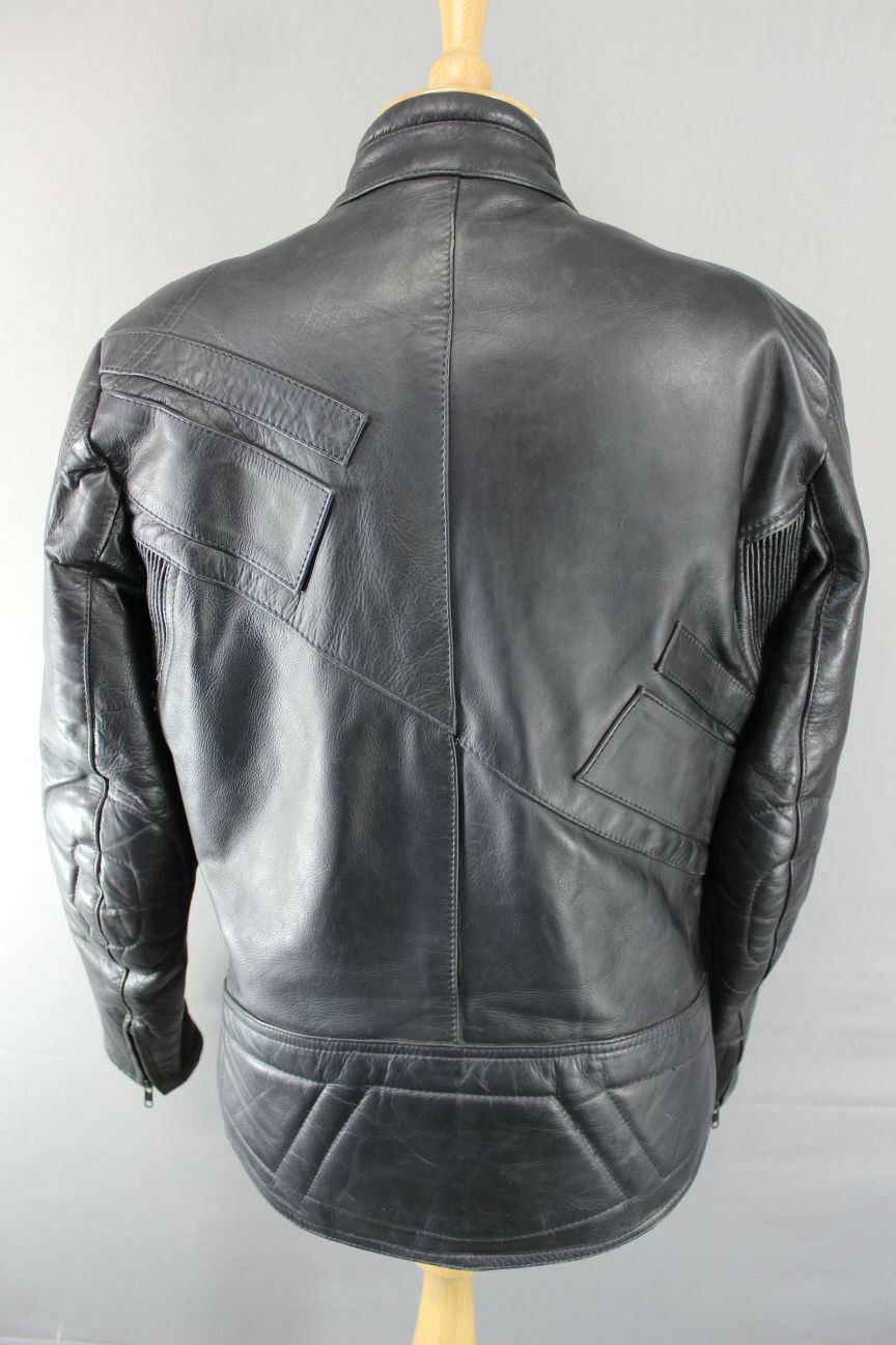 CLASSIC BLACK LEATHER BIKER JACKET 38 INCH