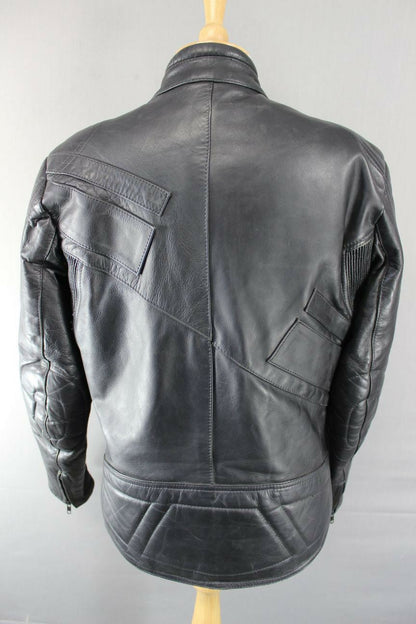 CLASSIC BLACK LEATHER BIKER JACKET 38 INCH