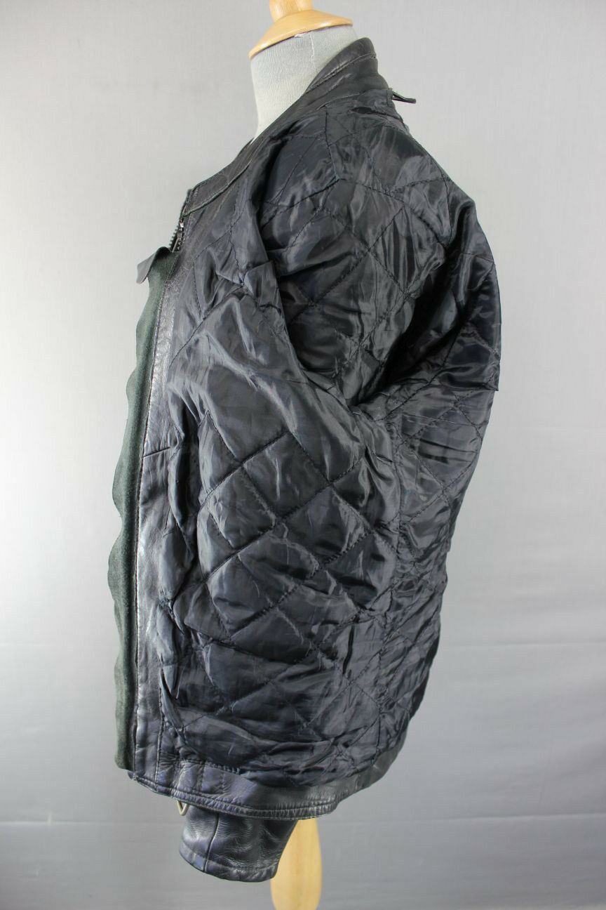 CLASSIC BLACK LEATHER BIKER JACKET 38 INCH