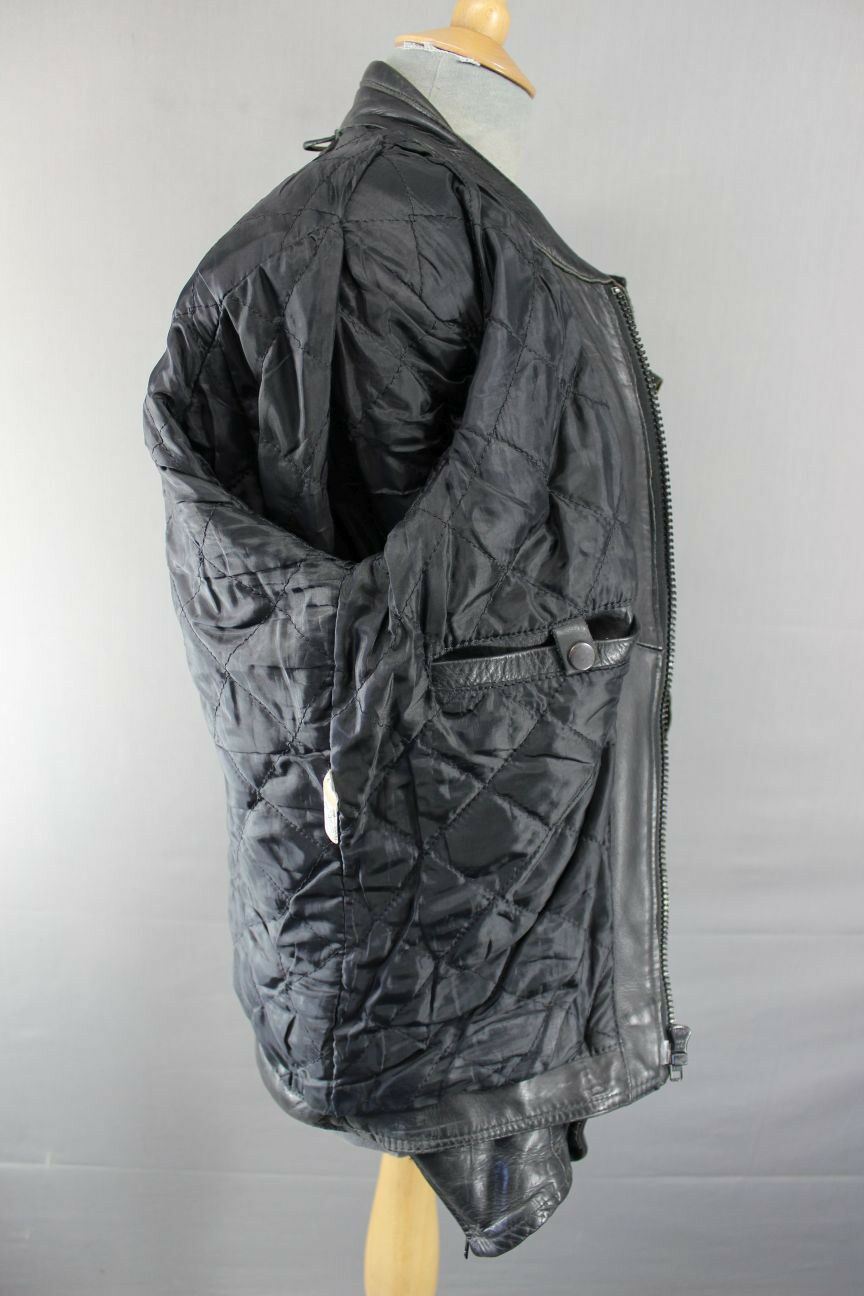 CLASSIC BLACK LEATHER BIKER JACKET 38 INCH