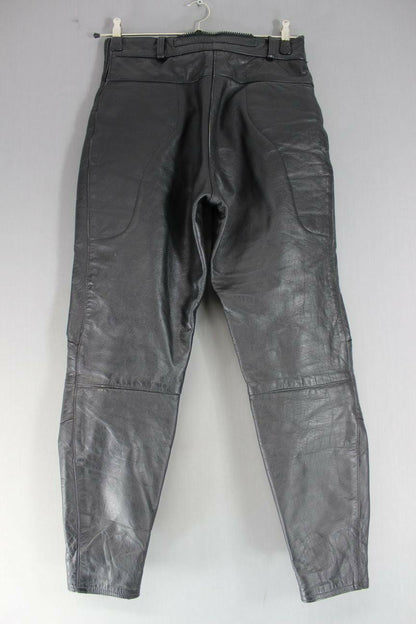 ASHMAN BLACK COWHIDE LEATHER BIKER TROUSERS SIZE 14: WAIST 30"/INSIDE LEG 27.5"