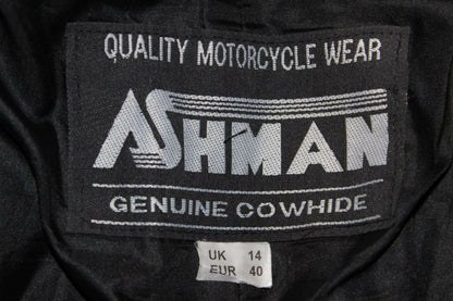 ASHMAN BLACK COWHIDE LEATHER BIKER TROUSERS SIZE 14: WAIST 30"/INSIDE LEG 27.5"