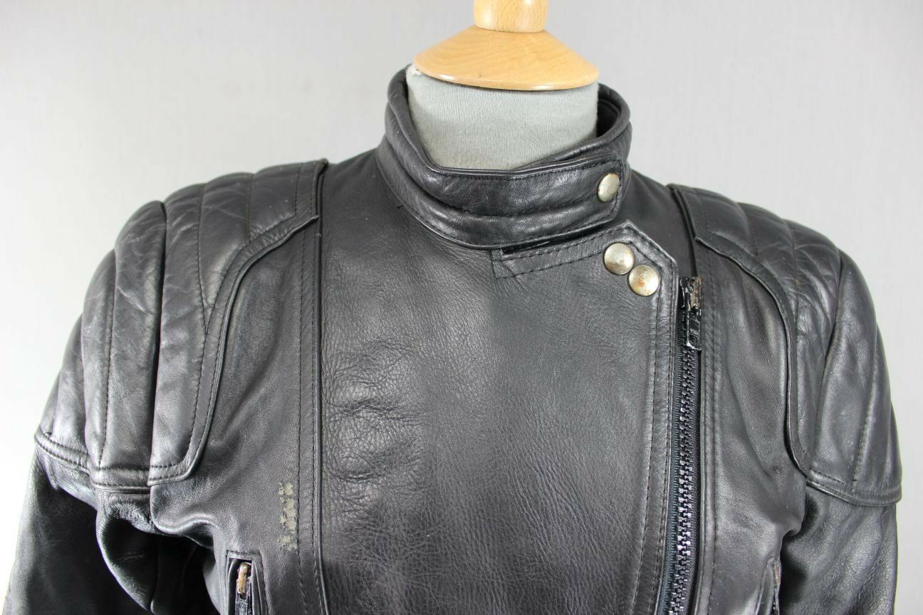 SUPERB QUALITY BLACK LEATHER SPORTEX A5 BIKER JACKET: SIZE 14