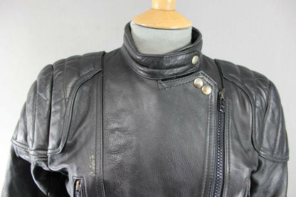 SUPERB QUALITY BLACK LEATHER SPORTEX A5 BIKER JACKET: SIZE 14