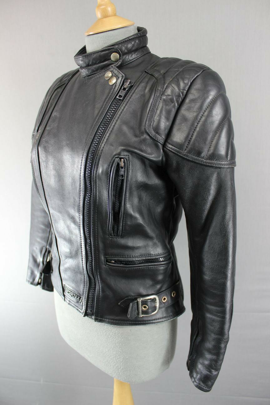 SUPERB QUALITY BLACK LEATHER SPORTEX A5 BIKER JACKET: SIZE 14