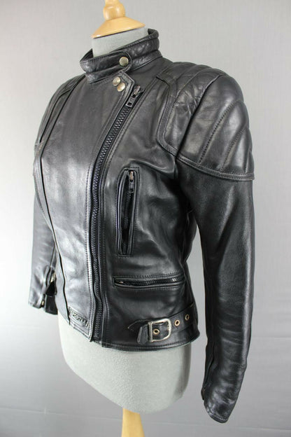 SUPERB QUALITY BLACK LEATHER SPORTEX A5 BIKER JACKET: SIZE 14