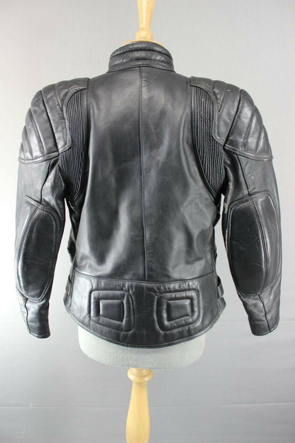 SUPERB QUALITY BLACK LEATHER SPORTEX A5 BIKER JACKET: SIZE 14