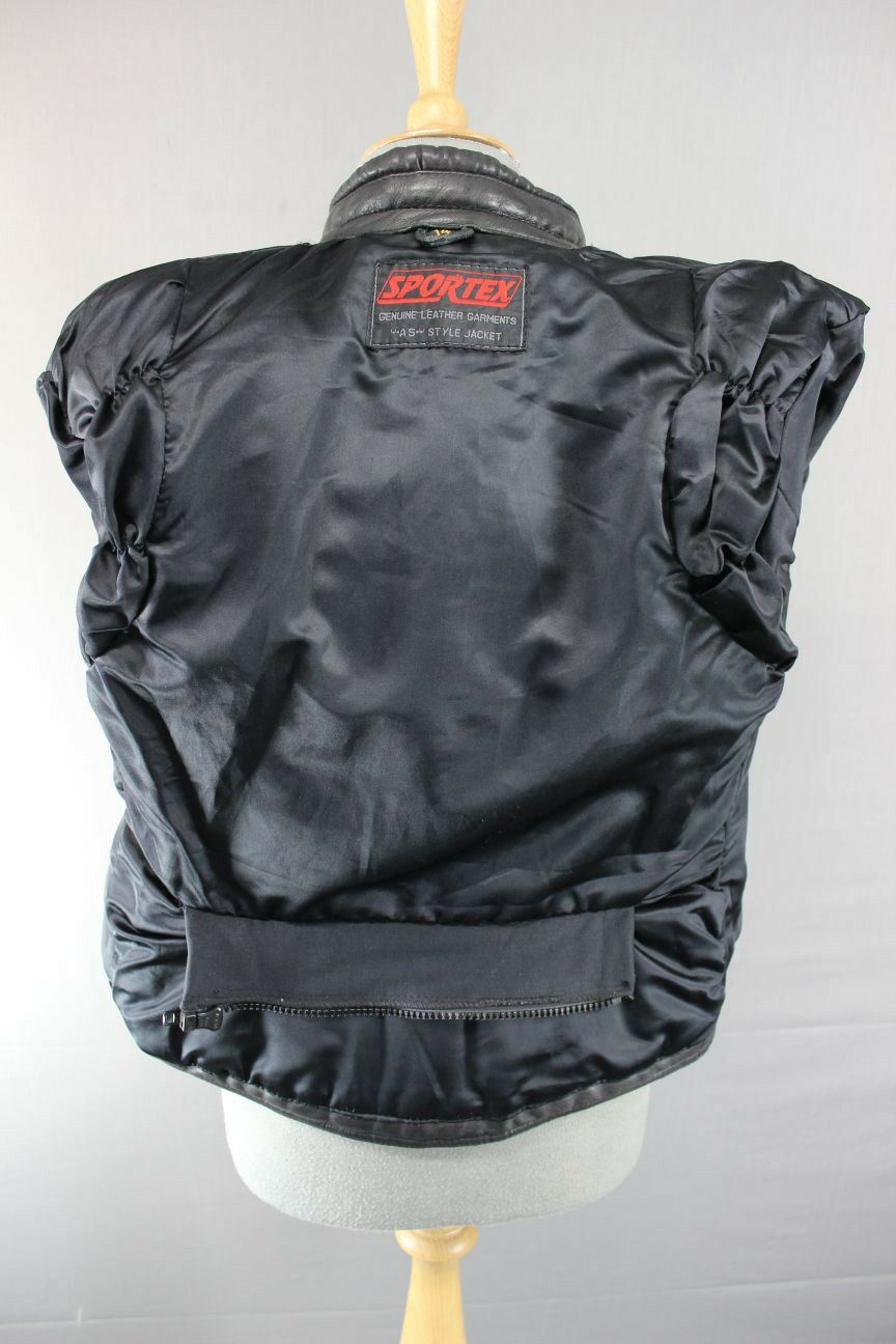 SUPERB QUALITY BLACK LEATHER SPORTEX A5 BIKER JACKET: SIZE 14