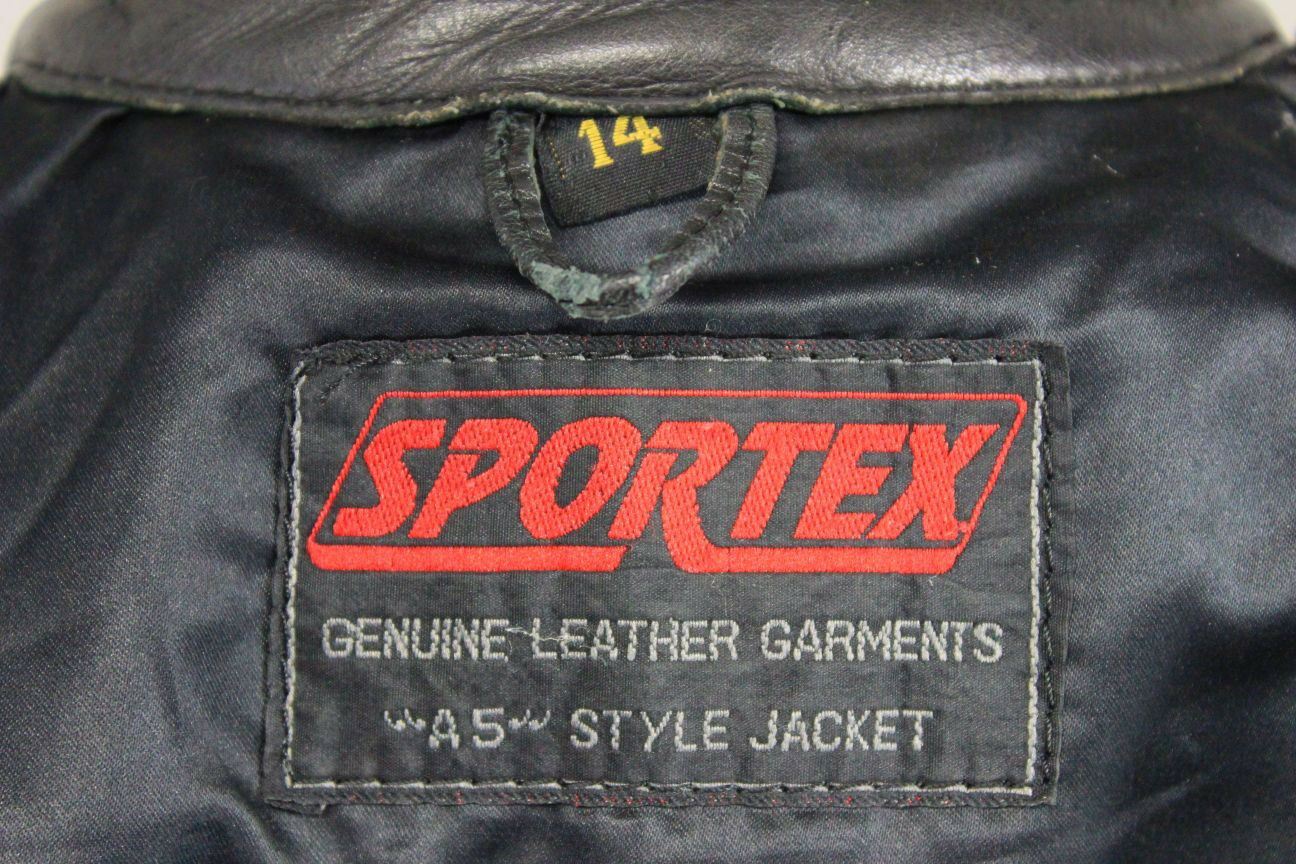 SUPERB QUALITY BLACK LEATHER SPORTEX A5 BIKER JACKET: SIZE 14