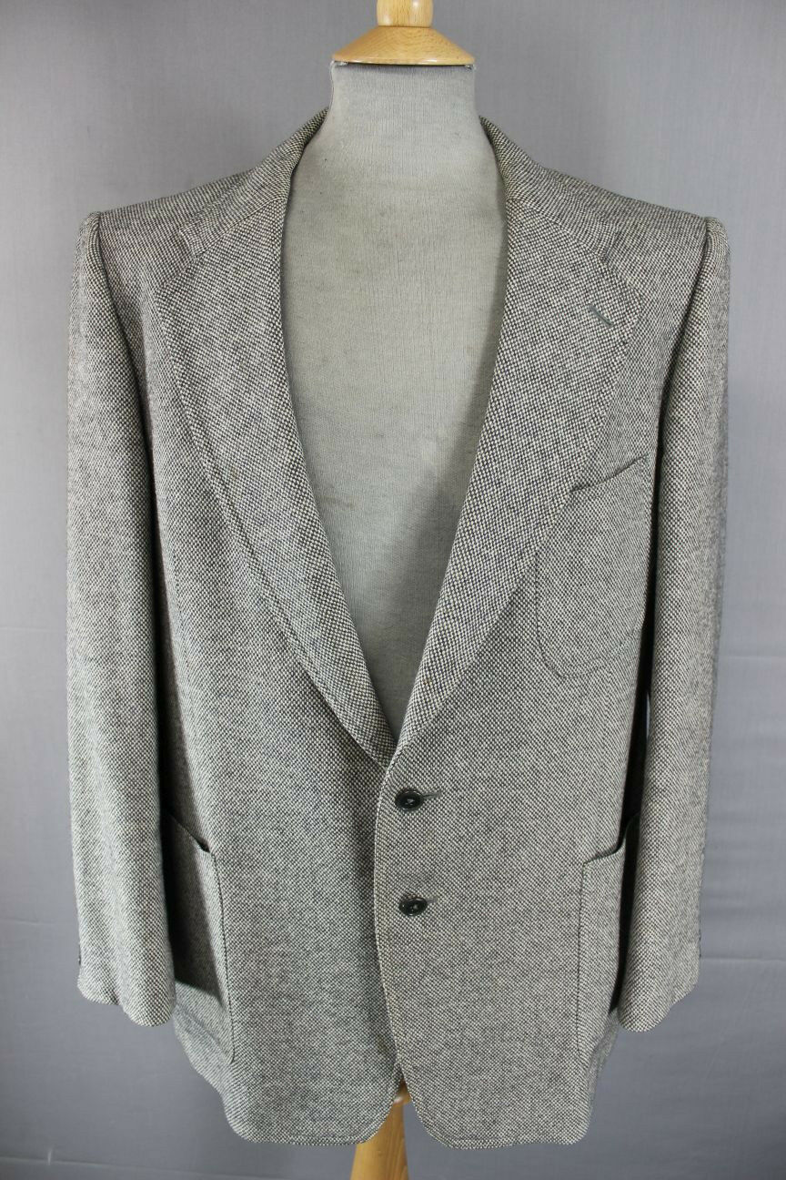 SUPERB BRITISH MADE PURE WOOL JAEGER GREY TWEED JACKET 42 INCH