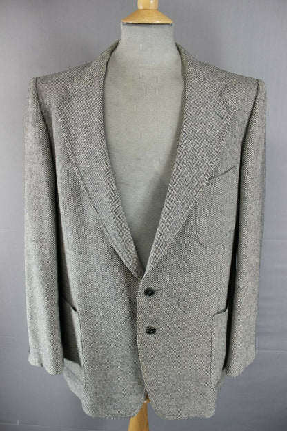 SUPERB BRITISH MADE PURE WOOL JAEGER GREY TWEED JACKET 42 INCH