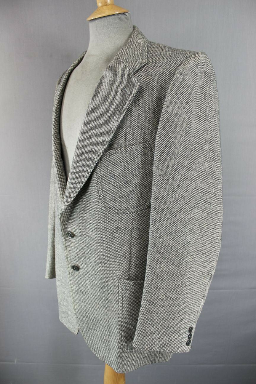 SUPERB BRITISH MADE PURE WOOL JAEGER GREY TWEED JACKET 42 INCH