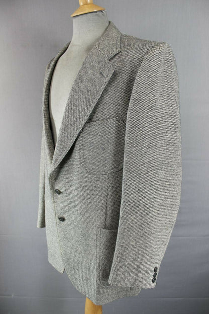 SUPERB BRITISH MADE PURE WOOL JAEGER GREY TWEED JACKET 42 INCH