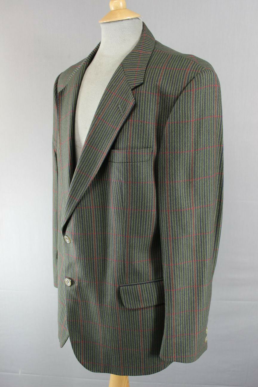 SUPERB DARK GREEN CHECKED DAKS PURE WOOL JACKET 44 INCH