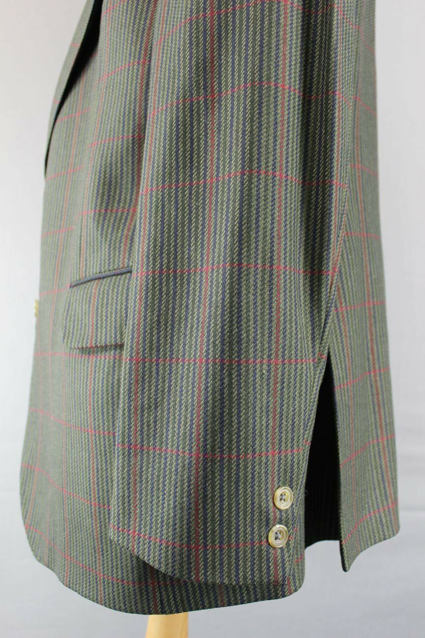 SUPERB DARK GREEN CHECKED DAKS PURE WOOL JACKET 44 INCH