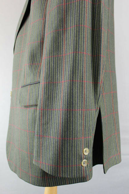 SUPERB DARK GREEN CHECKED DAKS PURE WOOL JACKET 44 INCH