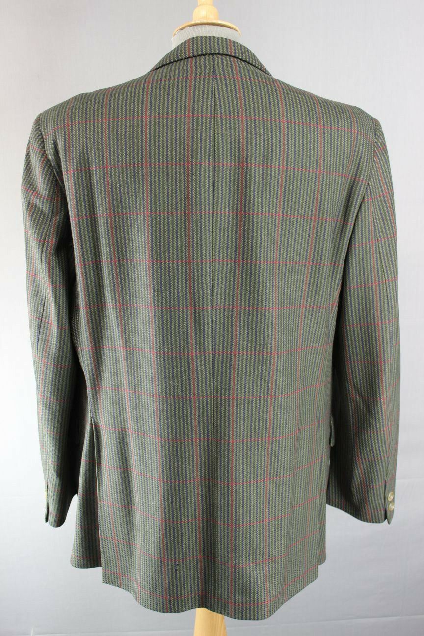 SUPERB DARK GREEN CHECKED DAKS PURE WOOL JACKET 44 INCH