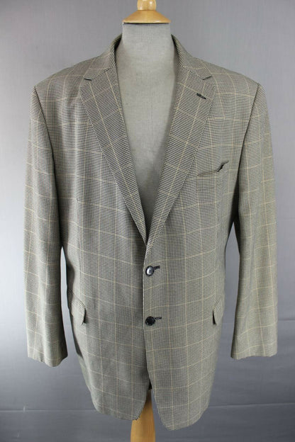 CLASSIC MARKS & SPENCER CHECKED BEIGE JACKET 46 INCH (LONG FIT) XL