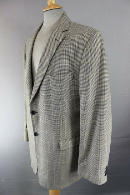 CLASSIC MARKS & SPENCER CHECKED BEIGE JACKET 46 INCH (LONG FIT) XL