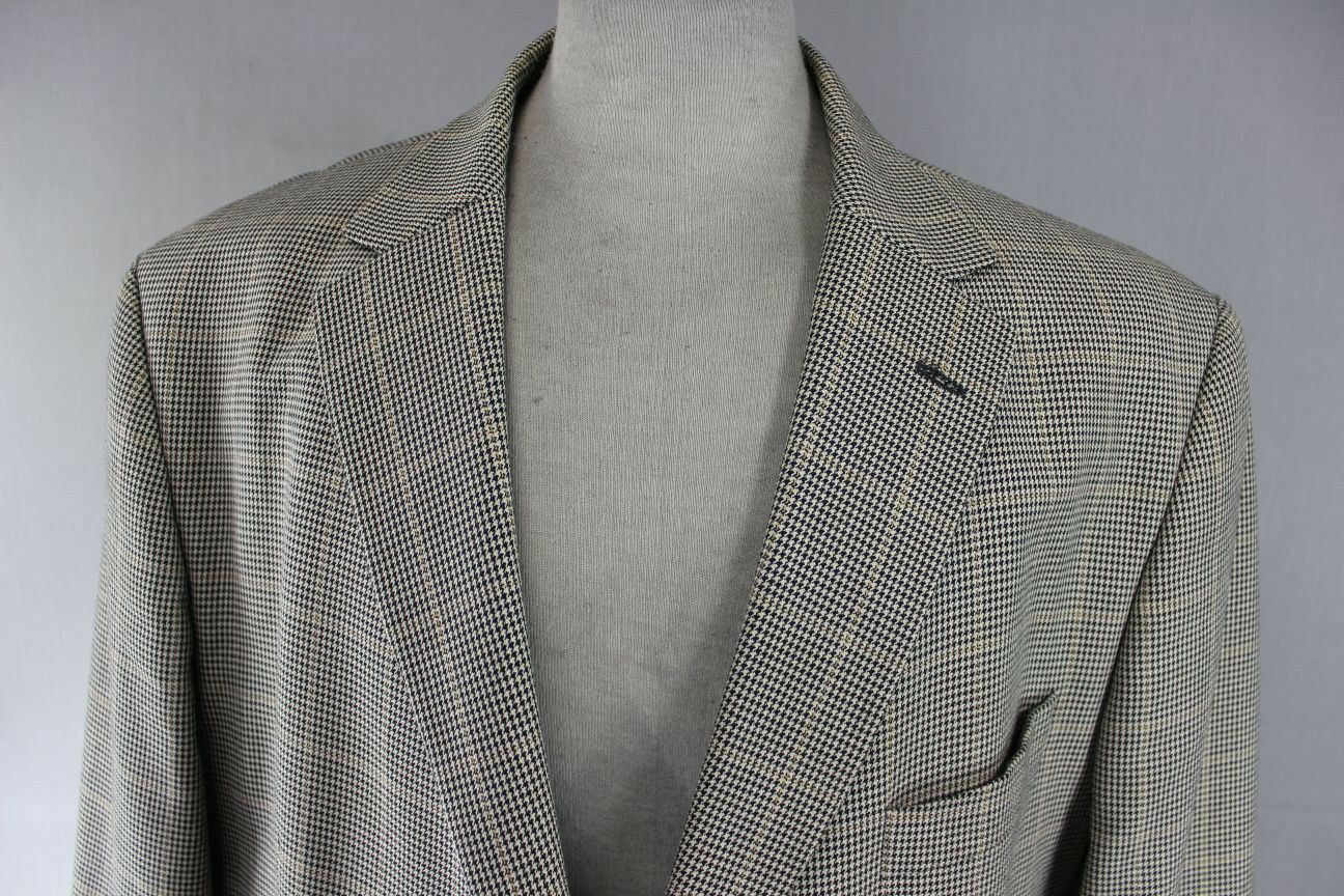 CLASSIC MARKS & SPENCER CHECKED BEIGE JACKET 46 INCH (LONG FIT) XL