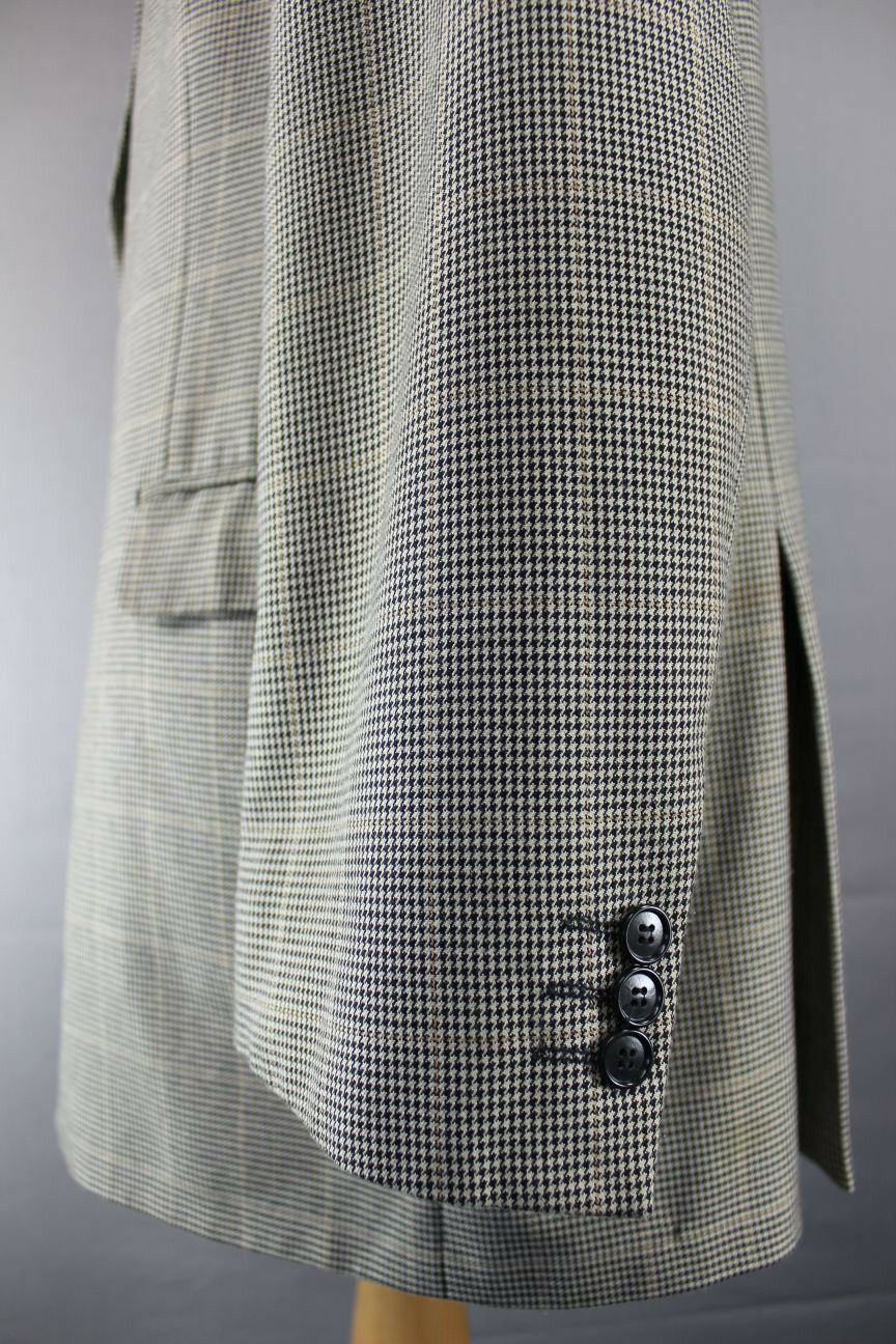 CLASSIC MARKS & SPENCER CHECKED BEIGE JACKET 46 INCH (LONG FIT) XL