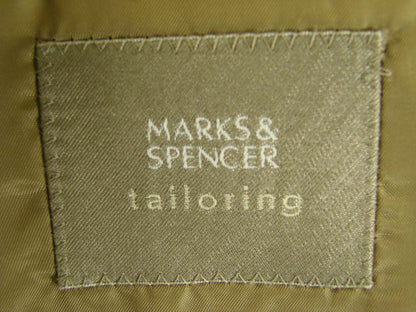 CLASSIC MARKS & SPENCER CHECKED BEIGE JACKET 46 INCH (LONG FIT) XL