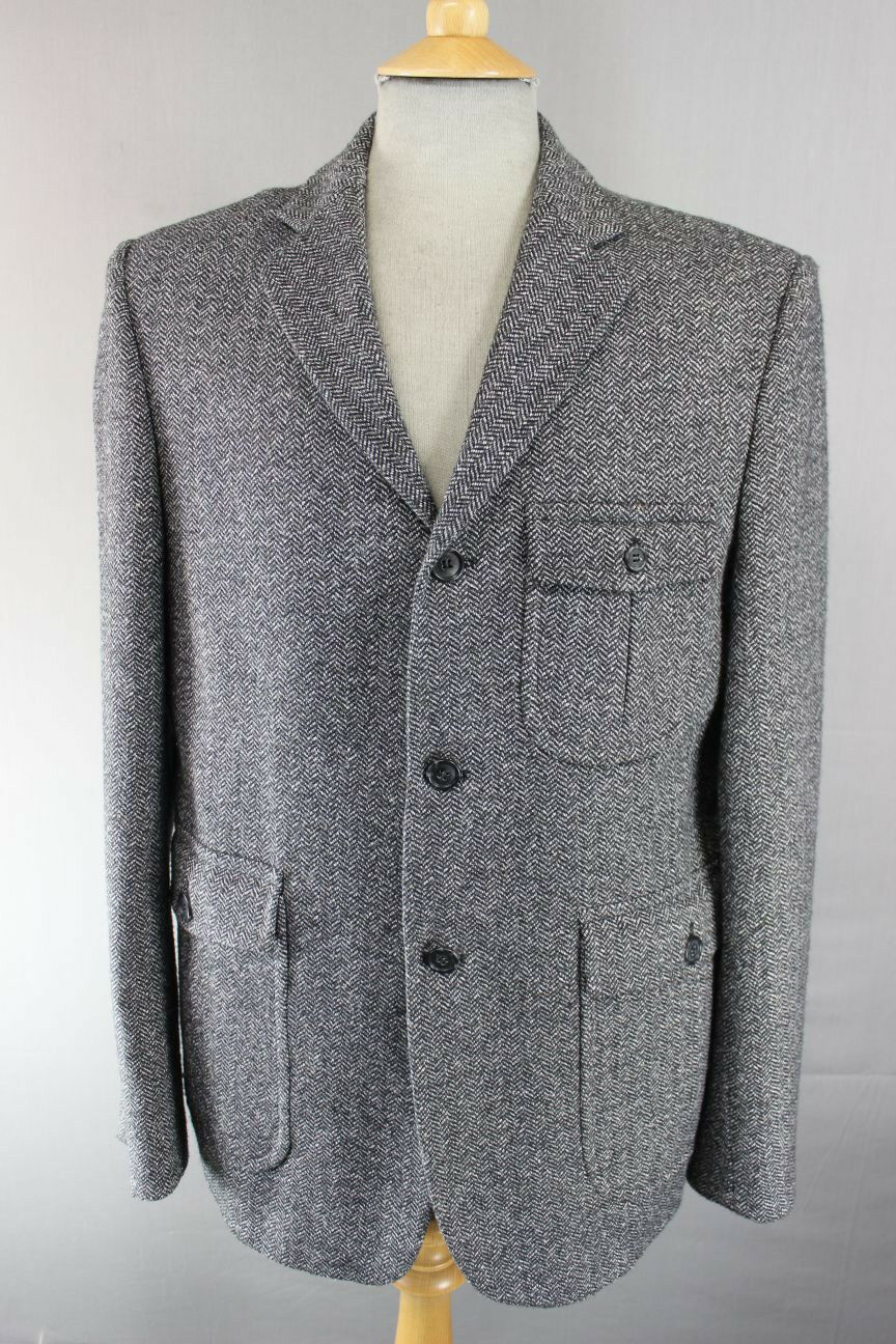 U ARE U CLASSIC WOOL/POLYESTER GREY TWEED JACKET 40 INCH