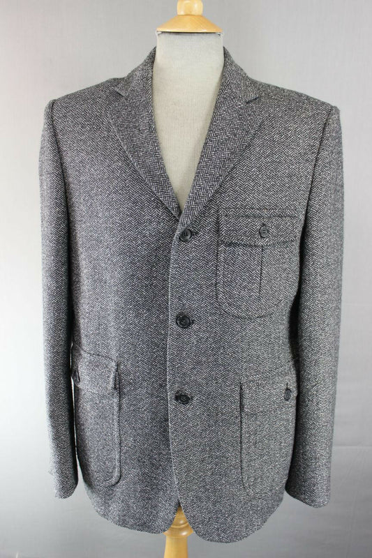 U ARE U CLASSIC WOOL/POLYESTER GREY TWEED JACKET 40 INCH