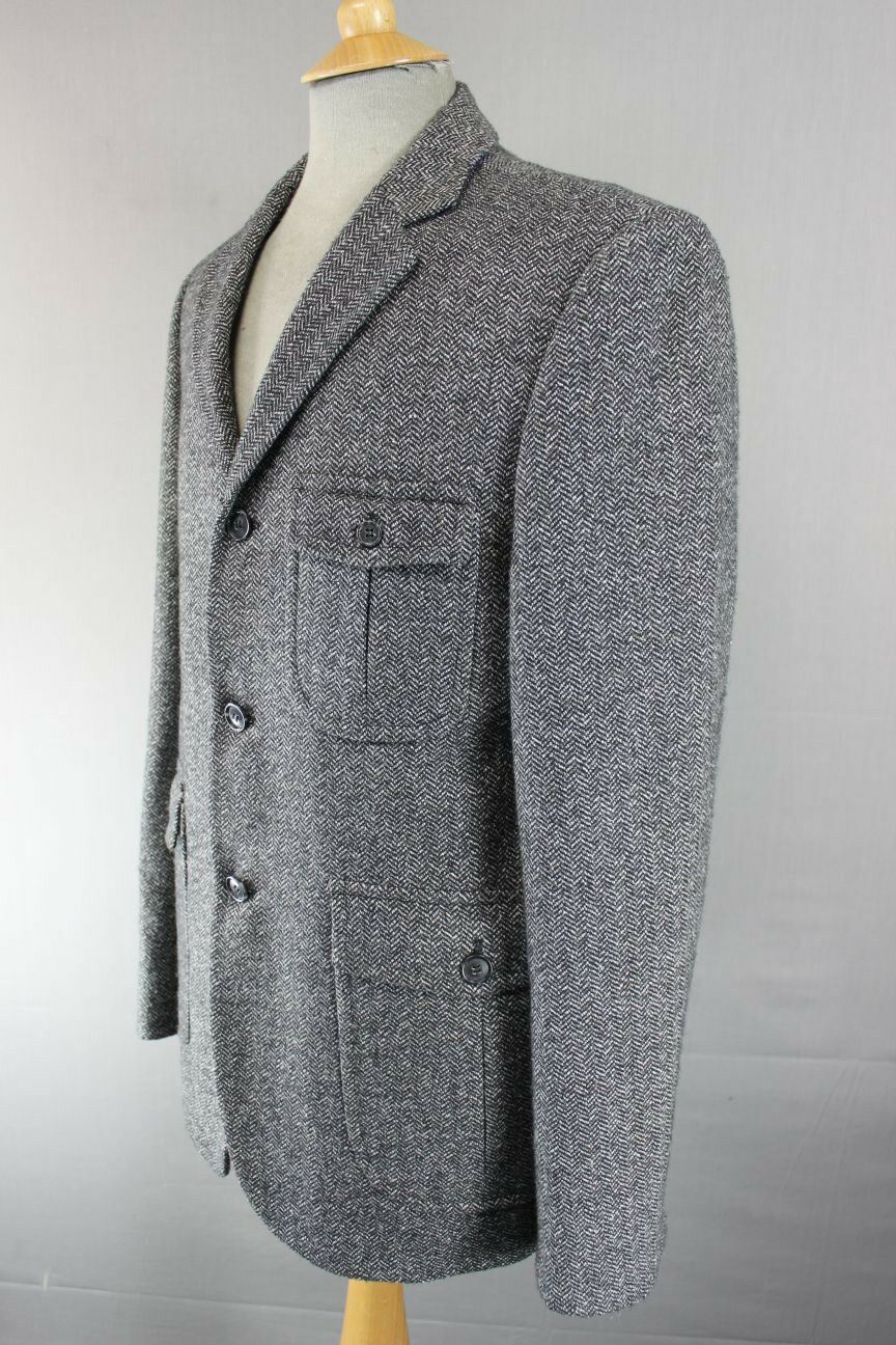 U ARE U CLASSIC WOOL/POLYESTER GREY TWEED JACKET 40 INCH