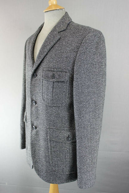 U ARE U CLASSIC WOOL/POLYESTER GREY TWEED JACKET 40 INCH