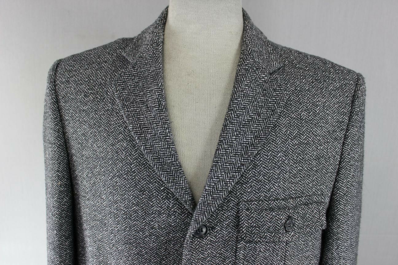 U ARE U CLASSIC WOOL/POLYESTER GREY TWEED JACKET 40 INCH