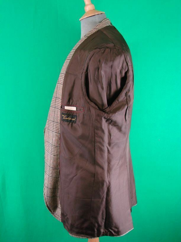 OSCAR JACOBSON VINTAGE 70's LIGHT BROWN CHECKED PURE LAMBSWOOL TWEED JACKET 42IN