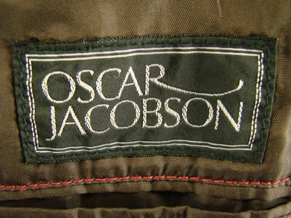 OSCAR JACOBSON VINTAGE 70's LIGHT BROWN CHECKED PURE LAMBSWOOL TWEED JACKET 42IN