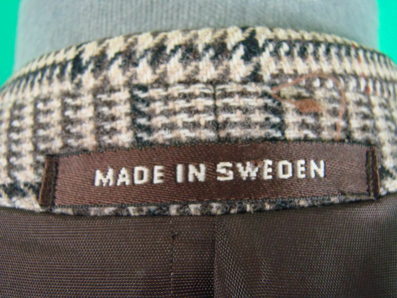 OSCAR JACOBSON VINTAGE 70's LIGHT BROWN CHECKED PURE LAMBSWOOL TWEED JACKET 42IN