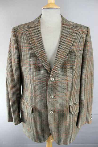 CLASSIC VINTAGE 1980's PURE WOOL BLADEN SUPASAX CHECKED TWEED JACKET 40 INCH