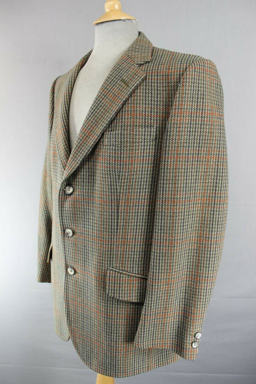 CLASSIC VINTAGE 1980's PURE WOOL BLADEN SUPASAX CHECKED TWEED JACKET 40 INCH