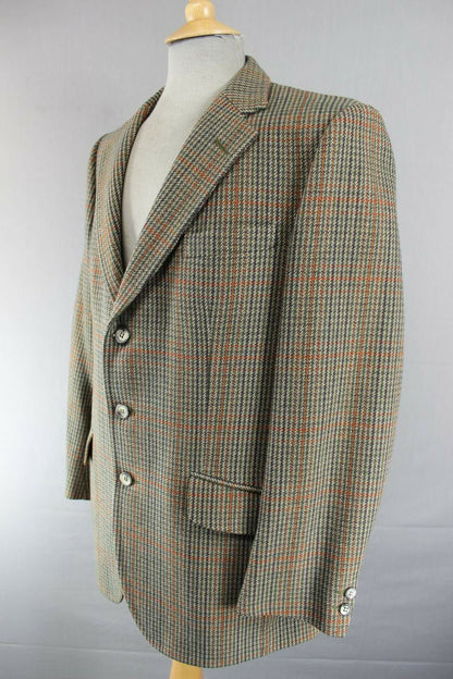 CLASSIC VINTAGE 1980's PURE WOOL BLADEN SUPASAX CHECKED TWEED JACKET 40 INCH