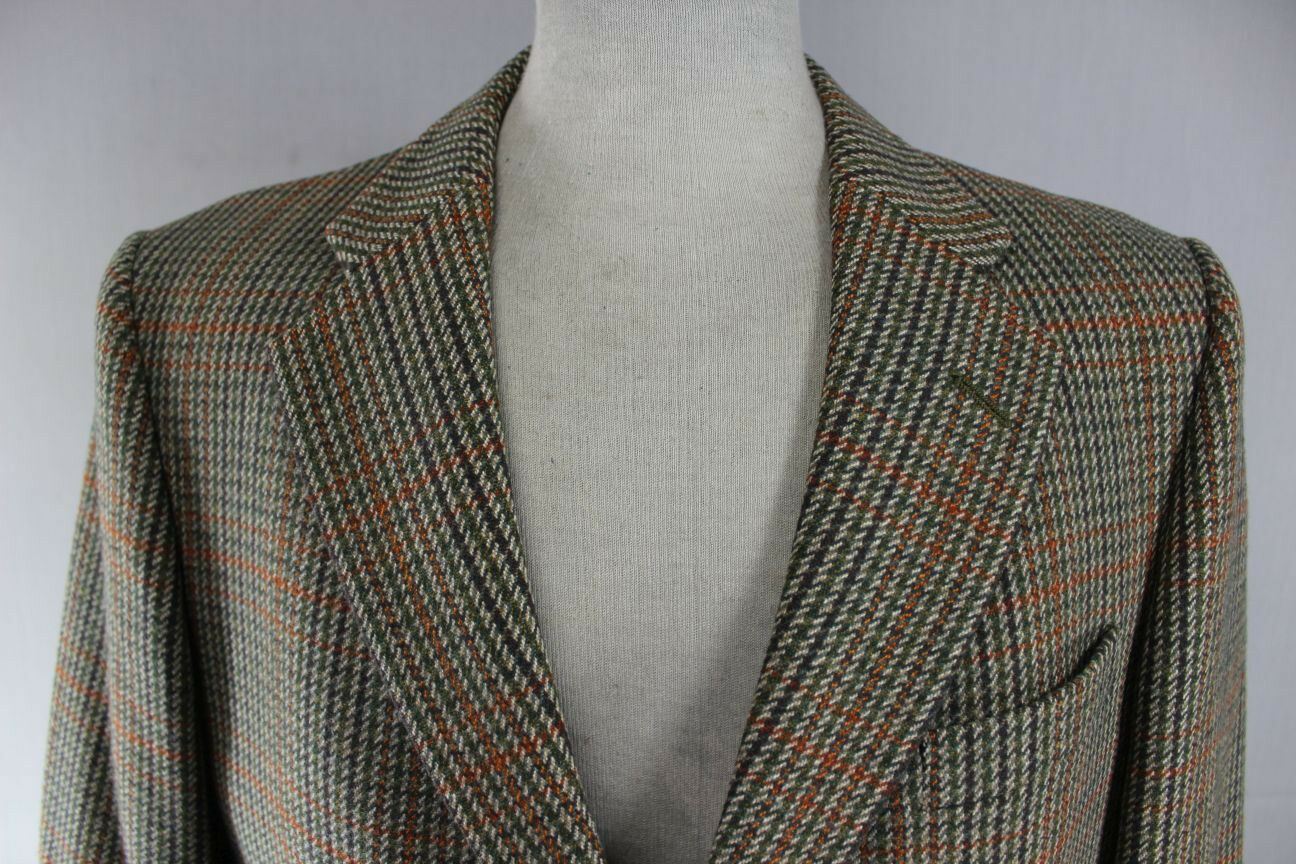 CLASSIC VINTAGE 1980's PURE WOOL BLADEN SUPASAX CHECKED TWEED JACKET 40 INCH