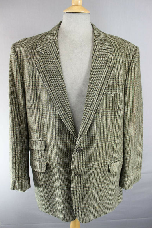 CLASSIC 3 POCKET SKOPES PURE WOOL GREEN CHECKED TWEED JACKET 42 INCH