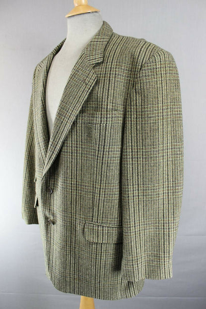 CLASSIC 3 POCKET SKOPES PURE WOOL GREEN CHECKED TWEED JACKET 42 INCH
