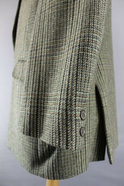 CLASSIC 3 POCKET SKOPES PURE WOOL GREEN CHECKED TWEED JACKET 42 INCH