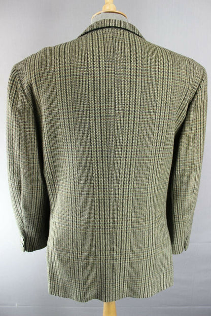 CLASSIC 3 POCKET SKOPES PURE WOOL GREEN CHECKED TWEED JACKET 42 INCH